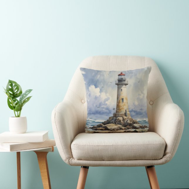 Watercolor Lighthouse Cushion (Chair)