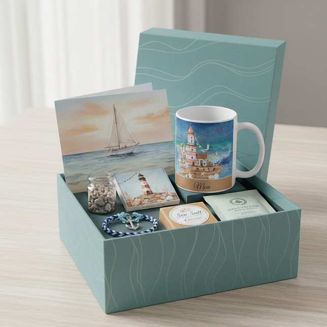 Watercolor lighthouse customisable  coffee mug (Creator Uploaded)