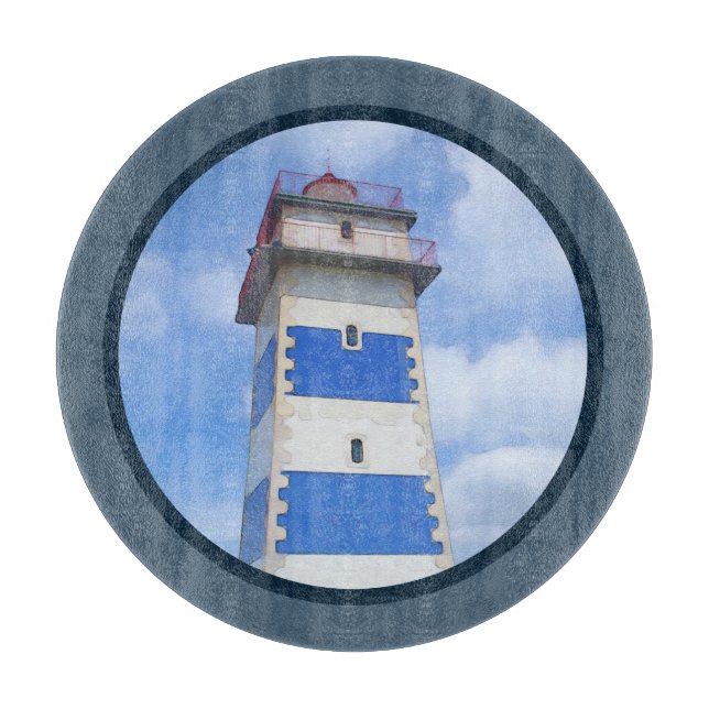 Watercolor lighthouse cutting board (Front)