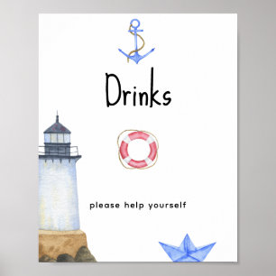 Watercolor lighthouse - Drinks Poster