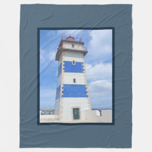 Watercolor lighthouse fleece blanket