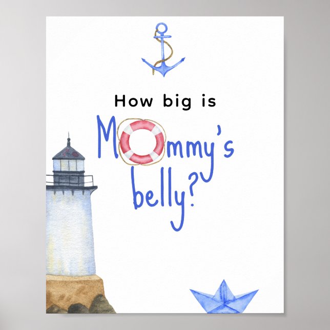 Watercolor lighthouse - How big is Mummy's belly Poster (Front)