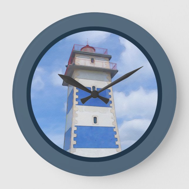 Watercolor lighthouse large clock (Front)