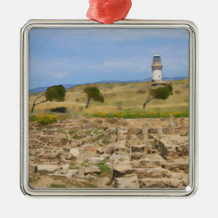 Watercolor lighthouse metal tree decoration
