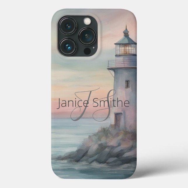 Watercolor Lighthouse Monogram Case-Mate iPhone Case (Back)