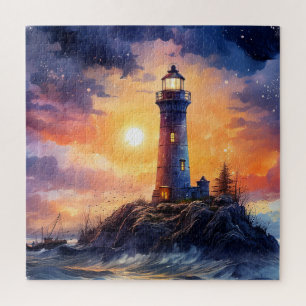 Watercolor Lighthouse Puzzle