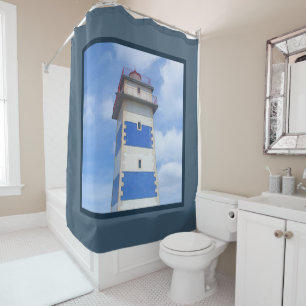 Watercolor lighthouse shower curtain