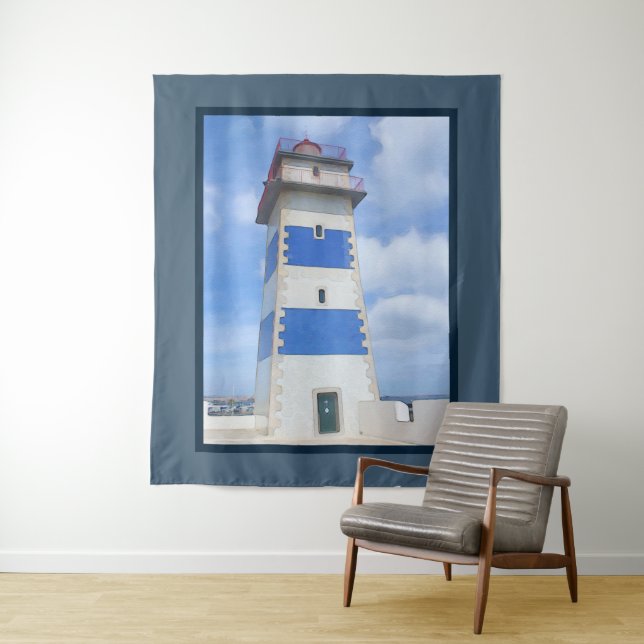 Watercolor lighthouse tapestry (In Situ)