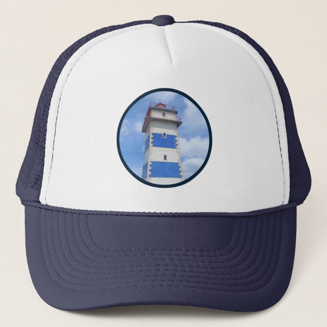 Watercolor lighthouse trucker hat (Front)