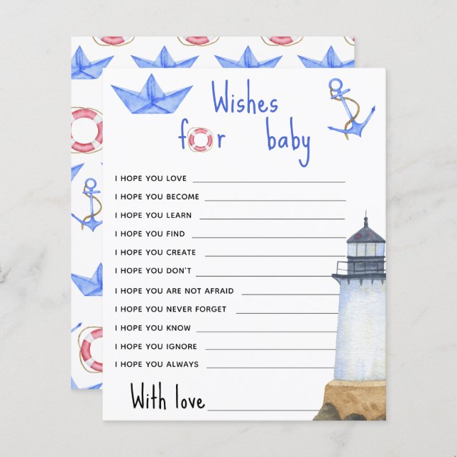 Watercolor Lighthouse - Wishes for baby (Front/Back)