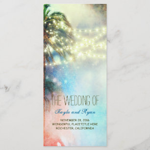 Watercolor Lights Palms Beach Wedding Programs Programme