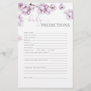 Watercolor lilac Cherry blossom baby predictions