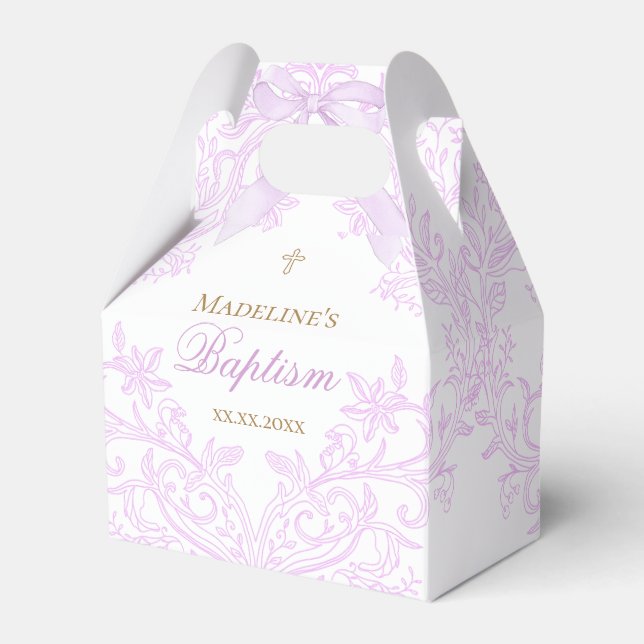  watercolor lilac design | Baptism Favour Box (Front Side)