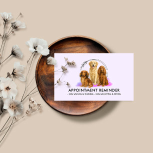 Watercolor Lilac Dog Breeds Pet Care Appointment Business Card