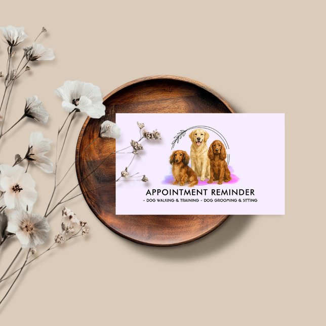 Watercolor Lilac Dog Breeds Pet Care Appointment Business Card (Creator Uploaded)