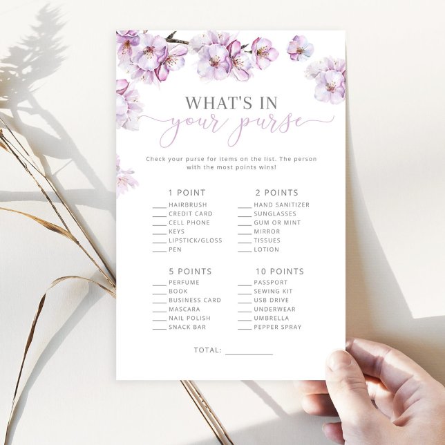 Watercolor lilac floral What's in your purse game (Creator Uploaded)