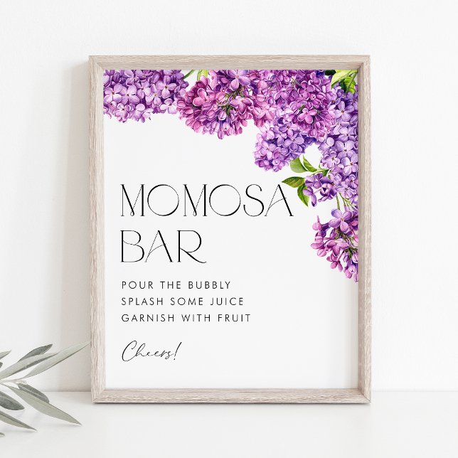 Watercolor Lilac Flowers Baby Shower Mimosa Bar Poster (Creator Uploaded)