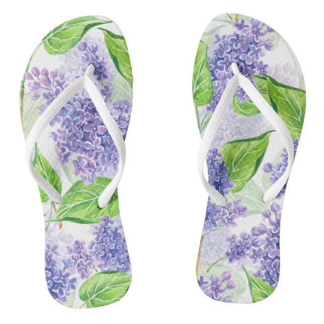 Watercolor lilac flowers flip flops (Footbed)