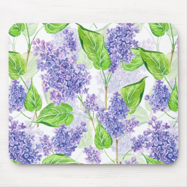 Watercolor lilac flowers mouse mat (Front)