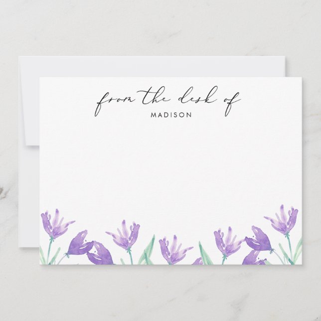 Watercolor Lilac Flowers Personalised Card (Front)