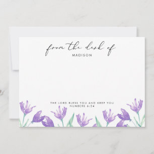 Watercolor Lilac Flowers Personalised  Scripture Card