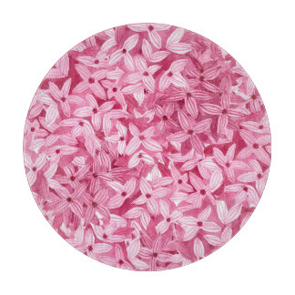 Watercolor lilac flowers: pink floral background cutting board