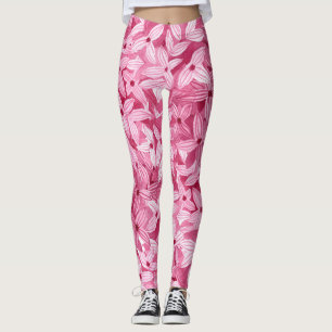 Watercolor lilac flowers: pink floral background leggings