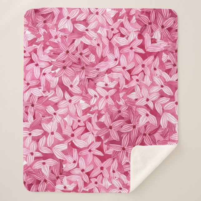 Watercolor lilac flowers: pink floral background sherpa blanket (Front)
