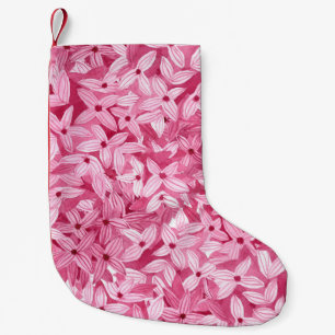 Watercolor lilac flowers: pink floral background small christmas stocking