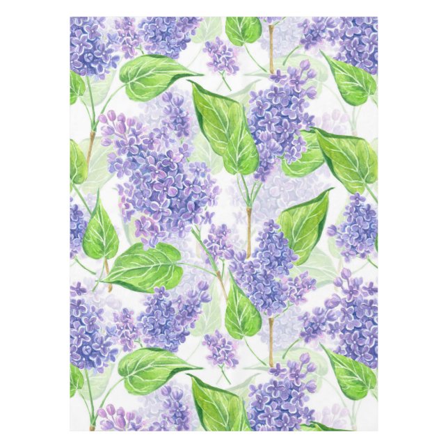 Watercolor lilac flowers tablecloth (Front)