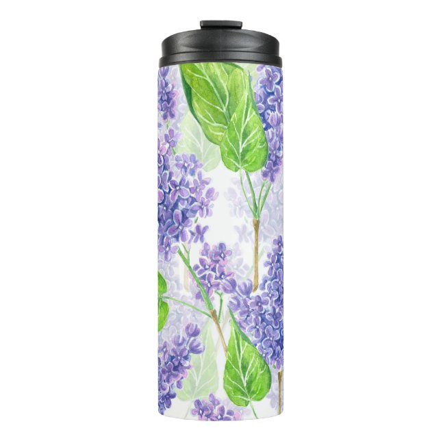 Watercolor lilac flowers thermal tumbler (Front)
