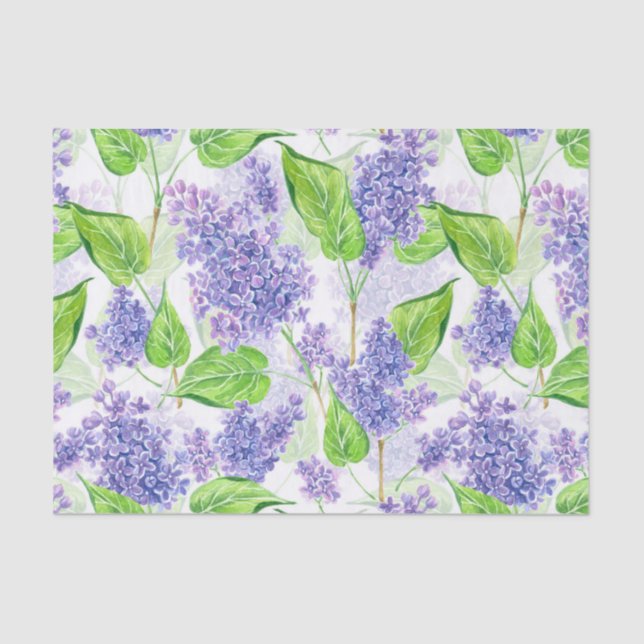 Watercolor lilac flowers tissue paper (Front)