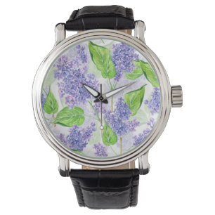 Watercolor lilac flowers watch