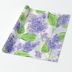 Watercolor lilac flowers wrapping paper