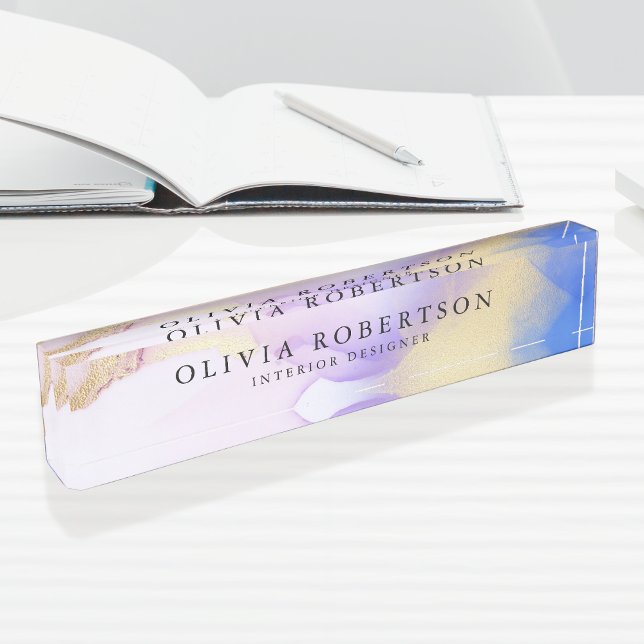 Watercolor Lilac Gold Elegant Modern Personalised Nameplate (Creator Uploaded)