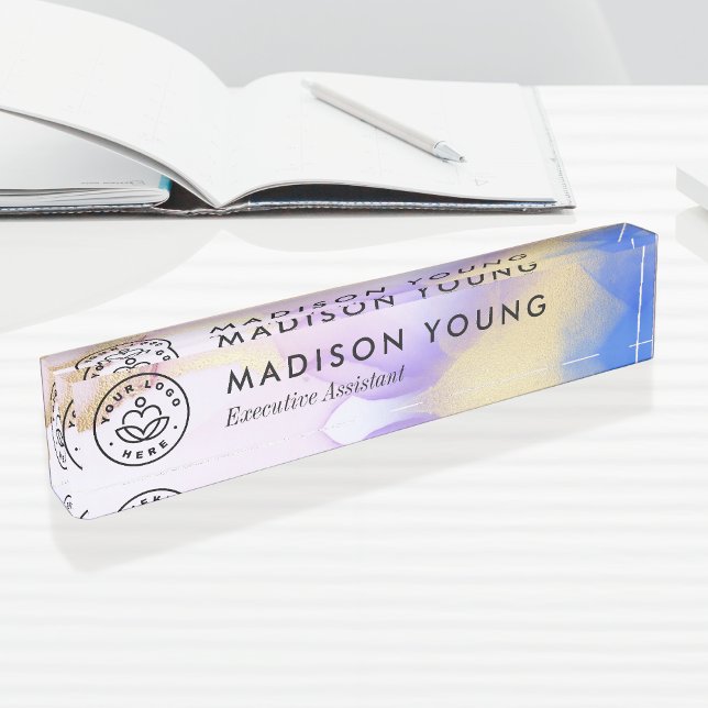 Watercolor Lilac Gold Luxury Personalised Nameplate (Creator Uploaded)