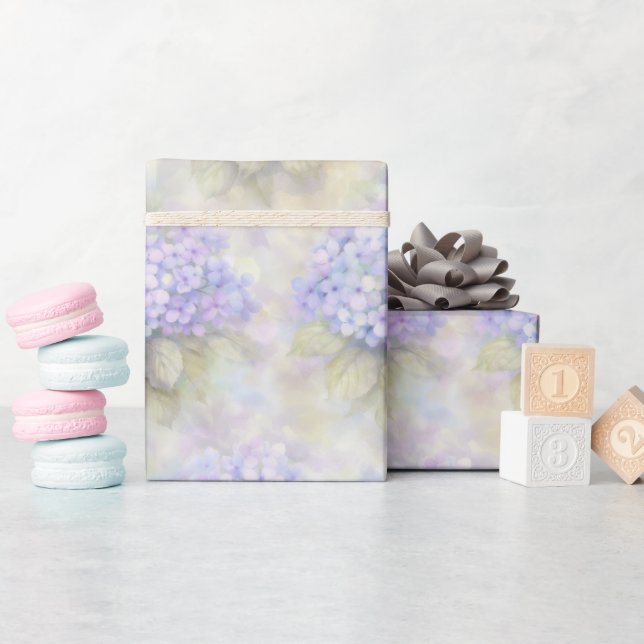 Watercolor Lilac Hydrangea Floral Wrapping Paper (Baby Shower)