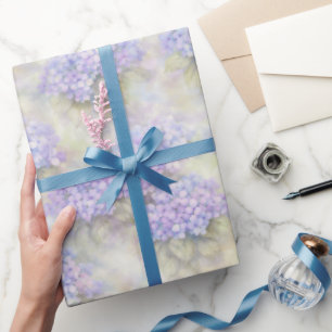 Watercolor Lilac Hydrangea Floral Wrapping Paper