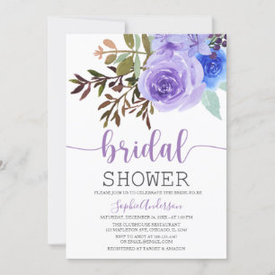  Watercolor Lilac Lavender Floral Bridal Shower Invitation