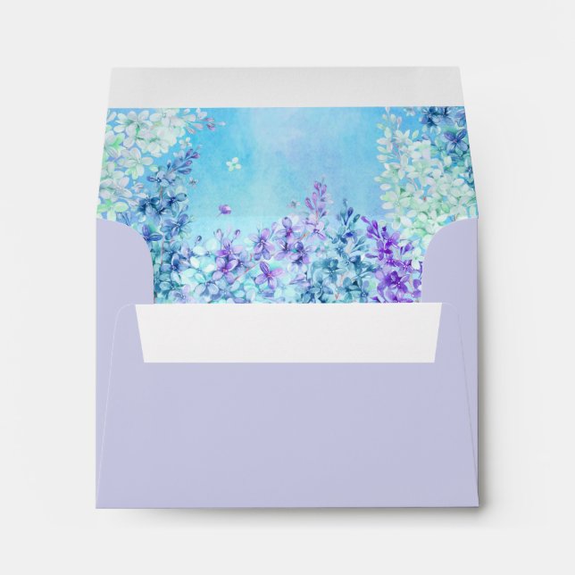 Watercolor Lilac Mint Aqua Purple Envelopes (Back (Bottom))