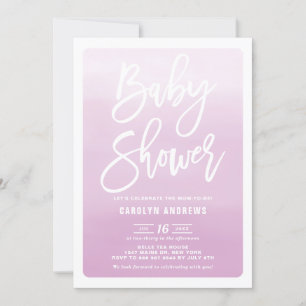 Watercolor Lilac Ombre Calligraphy Baby Shower Invitation