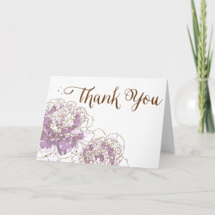Watercolor Lilac Peonies Thank You Card
