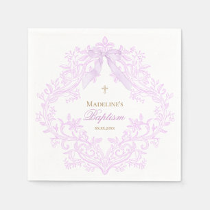watercolor lilac purple Baptism Napkin