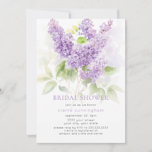 Watercolor Lilac Purple Floral Bridal Shower Invitation