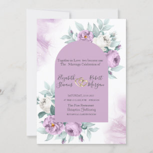 Watercolor Lilac Roses Polka Dots Invitation