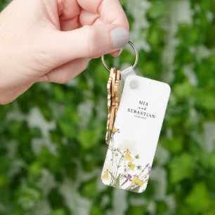 Watercolor Lilac Wedding Key Ring