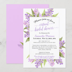 Watercolor Lilacs Floral Virtual Bridal Shower Invitation