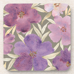Watercolor Lilas in Green Background Coaster