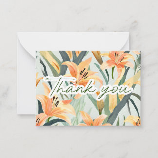 Watercolor Lilies of Gratitude Thank You Note Card