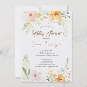 Watercolor Lily Floral Baby Shower Invitation